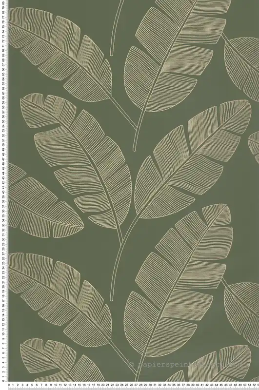 Soldes Papier peint Tropical Feuilles Banana Tree kaki doré - Green & Co de Casélio Réf. GCO101107142