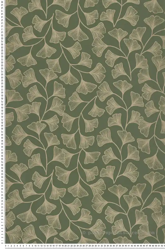 Soldes Papier peint Feuille Ginkgo Osaka kaki doré - Green & Co de Casélio Réf. GCO103917221