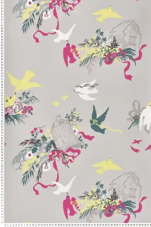 Soldes Papier peint Oiseaux Volières French Grey - National Trust Papers 3 de Little Greene Réf. 0263VOFRENC