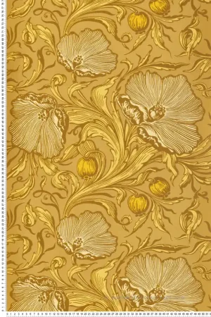 Soldes Papier peint Coquelicot Poppy Trail Yellow Pink - National Trust Papers 3 de Little Greene Réf. 0263PTYELLO