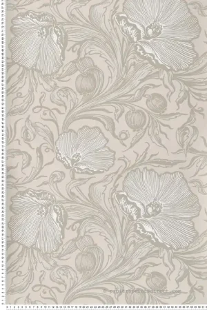 Papier peint Coquelicot Poppy Trail Portland Stone - National Trust Papers 3 de Little Greene Réf. 0263PTPORTL Offre Limitée