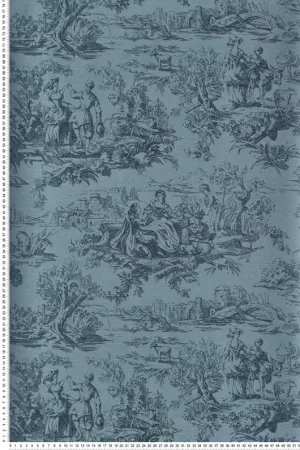 Papier peint Toile De Jouy Lovers‘ Toile Hick‘s Blue - National Trust Papers 3 de Little Greene Réf. 0263LOHICKS Commander Maintenant