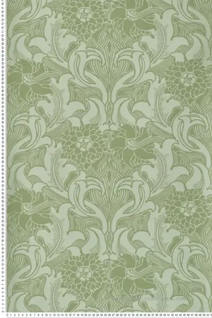 Achat Immédiat Papier peint Médaillon Dahlia Scroll Pea Green - National Trust Papers 3 de Little Greene Réf. 0263DAPEAGR