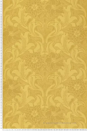 Certifié Papier peint Médaillon Dahlia Scroll Giallo - National Trust Papers 3 de Little Greene Réf. 0263DAGIALL