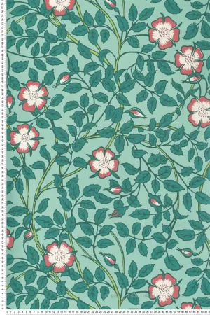 Produit De Marque Papier peint Fleurs Briar Rose Green Verditer - National Trust Papers 3 de Little Greene Réf. 0263BRGVERD