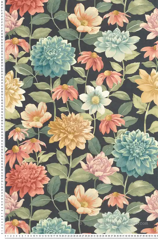 Acheter En Ligne Papier peint Fleurs Dahlia Bouquet multicolore - Gardens de Casadéco Réf. GADN87669568