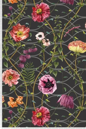 Papier peint Lianes et Fleurs noir - Lamorran d‘Osborne & Little Réf. OSB-W7684-04 Vente Flash