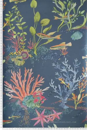 Papier peint Aquarium Coralline bleu marine nacré - Lamorran d‘Osborne & Little Réf. OSB-W7682-03 Offre Du Jour