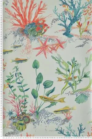 Paiement Sécurisé Papier peint Aquarium Coralline bleu nacré - Lamorran d‘Osborne & Little Réf. OSB-W7682-02