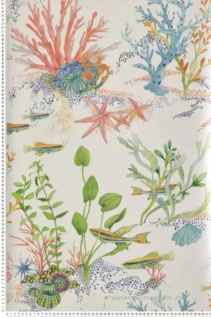 Promotion Saisonnière Papier peint Aquarium Coralline nacré - Lamorran d‘Osborne & Little Réf. OSB-W7682-01