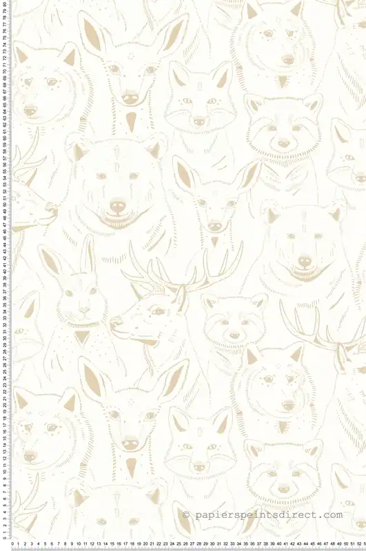 Bon Marché Papier peint Têtes Animaux ocre - Autour du Monde de Casélio Réf. ADM103521012