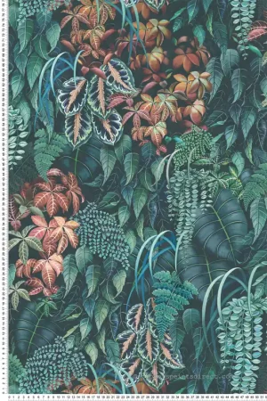 Acheter Direct Papier peint Feuillage Green Wall bleu paon - Lamorran d‘Osborne & Little Réf. OSB-W7687-01