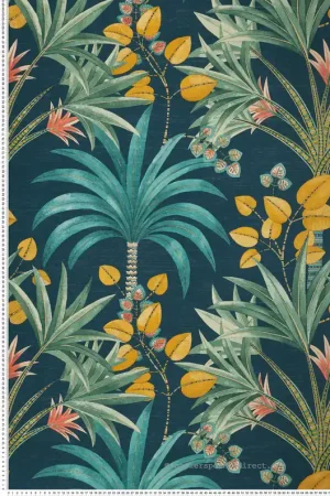 Expédié Aujourd'hui Papier peint Palmier Mirissa pétrole turquoise - Aventura de Casamance Réf. CAS-75521222