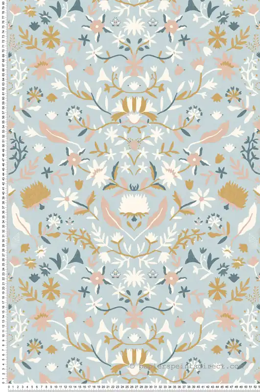 Vente Flash Papier peint Fleur Alizée Liberty bleu - Bohème de Casélio Réf. BOM103196404