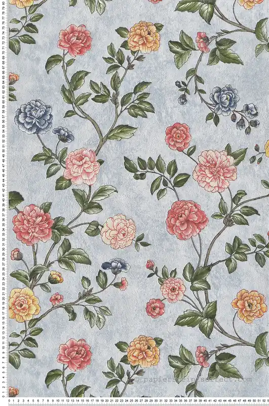 Papier peint Fleur Rose Vintage bleu - Grand Classic de Montecolino Réf. MC-Z66807 Livraison Express
