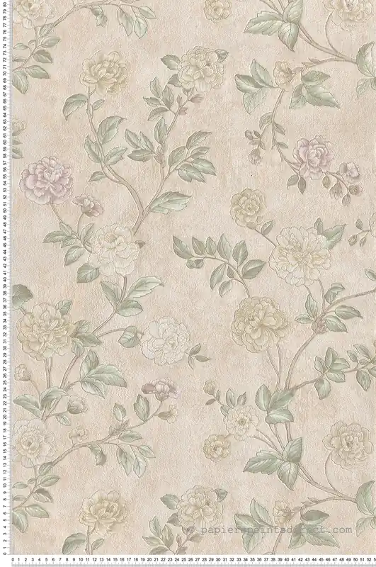 Papier peint Fleur Rose Vintage jaune et doré - Grand Classic de Montecolino Réf. MC-Z66801 Populaire