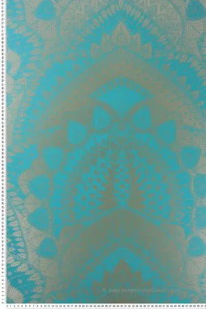 Papier peint Mandala Ethnique turquoise et doré - The Wallpaper Collection de Matthew Williamson Réf. OSB-W6952-02 Expédié Aujourd'hui