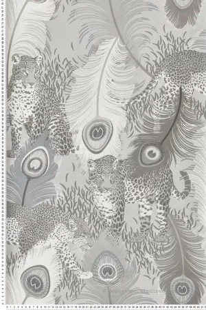 Papier peint Léopard et Plume gris et argenté - The Wallpaper Collection de Matthew Williamson Réf. OSB-W6805-03 Prix Cassé