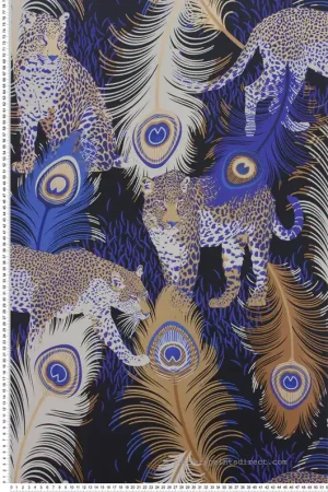 Papier peint Léopard et Plume bleu électrique et doré - The Wallpaper Collection de Matthew Williamson Réf. OSB-W6805-01 Must-Have