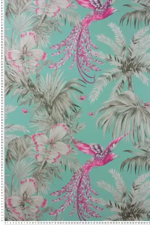 Papier peint Oiseaux Tropicaux turquoise et irisé - The Wallpaper Collection de Matthew Williamson Réf. OSB-W6655-07 Offre Limitée