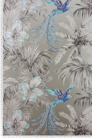 Papier peint Oiseaux Tropicaux bleu et argenté - The Wallpaper Collection de Matthew Williamson Réf. OSB-W6655-06 Certifié