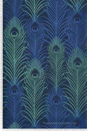 Haute Qualité Papier peint Plume de Paon vert pailleté - The Wallpaper Collection de Matthew Williamson Réf. OSB-W6541-01