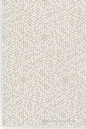 Papier peint Géométrique Hexagone grège et blanc - Willow d‘Initiales Réf. INI-00814802 Retour Gratuit