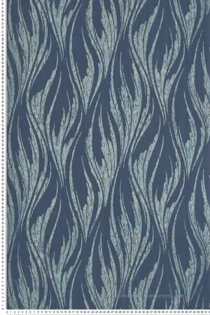 Papier peint Flamme Effet Toile turquoise et argenté - Willow d‘Initiales Réf. INI-00814603 Haute Qualité