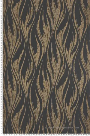 Papier peint Flamme Effet Toile noir et or - Willow d‘Initiales Réf. INI-00814601 Produit De Marque