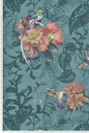 Papier peint Fleur et Colibri vert - Willow d‘Initiales Réf. INI-00814402 Offre Du Jour