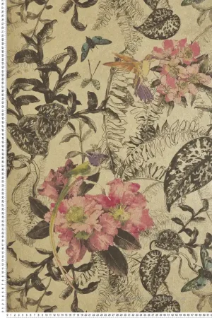 Prix Choc Papier peint Fleur et Colibri doré et rose - Willow d‘Initiales Réf. INI-00814401