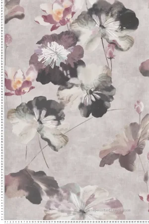 Prix Réduit Papier peint Fleur Nymphéa gris clair - Willow d‘Initiales Réf. INI-00814306