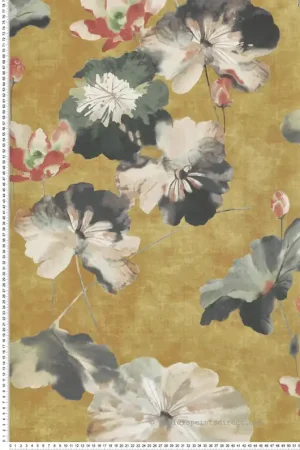 Papier peint Fleur Nymphéa ocre - Willow d‘Initiales Réf. INI-00814305 Soldes