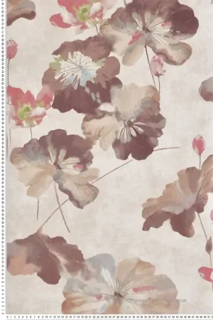 Prix Réduit Papier peint Fleur Nymphéa crème irisé - Willow d‘Initiales Réf. INI-00814304