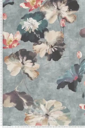 Top Vente Papier peint Fleur Nymphéa bleu - Willow d‘Initiales Réf. INI-00814302