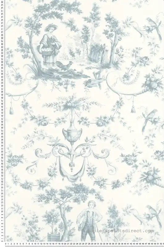 Bon Marché Papier peint Nature L‘Orangerie bleu - Les Belles Toiles De Jouy de Casadéco Réf. LBTJ87976322