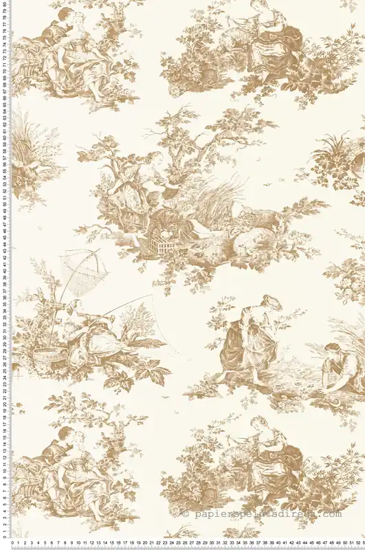 Acheter En Ligne Papier peint Baroque Scène D‘Été camel - Les Belles Toiles De Jouy de Casadéco Réf. LBTJ87911318