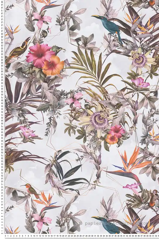 Dernier Modèle Papier peint Oiseau du Paradis gris pale - Dream Flowery de Architects Paper Réf. 38178-7