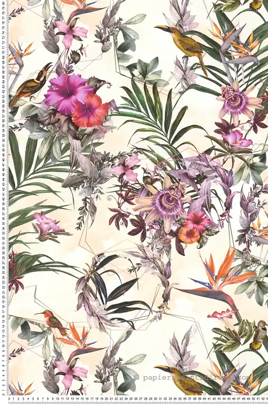Populaire Papier peint Oiseau du Paradis crème - Dream Flowery de Architects Paper Réf. 38178-6