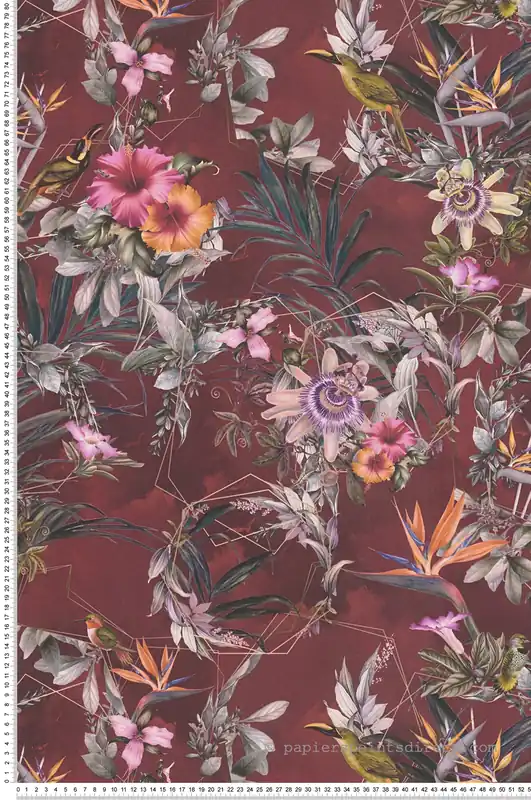 Réduction Papier peint Oiseau du Paradis bordeaux - Dream Flowery de Architects Paper Réf. 38178-5