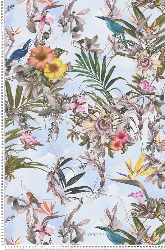 Papier peint Oiseau du Paradis bleu ciel - Dream Flowery de Architects Paper Réf. 38178-4 Promotion Saisonnière