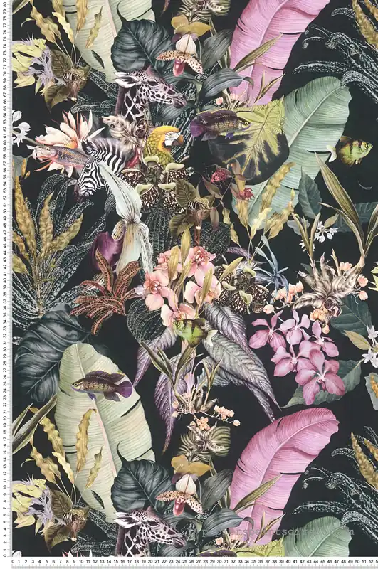Prix Réduit Papier peint Tropical et Animaux noir - Dream Flowery de Architects Paper Réf. 38176-1