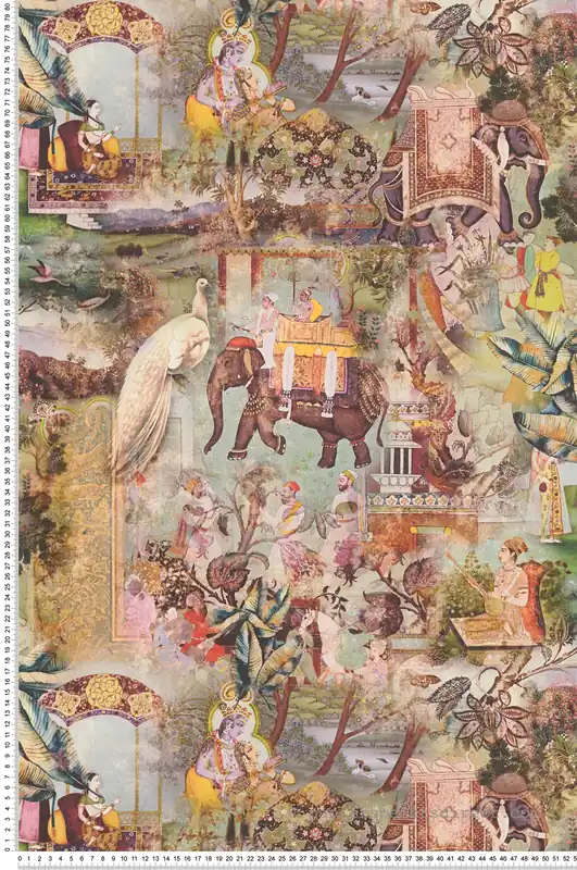 Jusqu'à Épuisement Des Stocks Papier peint Nature et Animaux Hindou jaune et vert - Dream Flowery de Architects Paper Réf. 38173-4