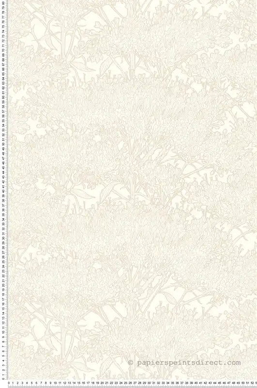 Papier peint Fleurs graminées blanc/grège irisé - Tribeca de Montecolino Réf. MC-36972-7 Commander Vite