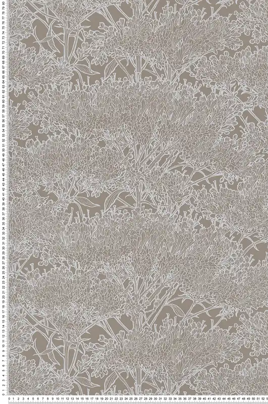 Vente Directe Papier peint Fleurs graminées gris taupe/argenté - Tribeca de Montecolino Réf. MC-36972-1