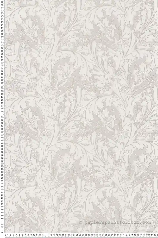 Acheter En Ligne Papier peint vintage Damassé fleuri Elizabeth blanc/gris - Oxford de Casadéco Réf. OXFD84110208