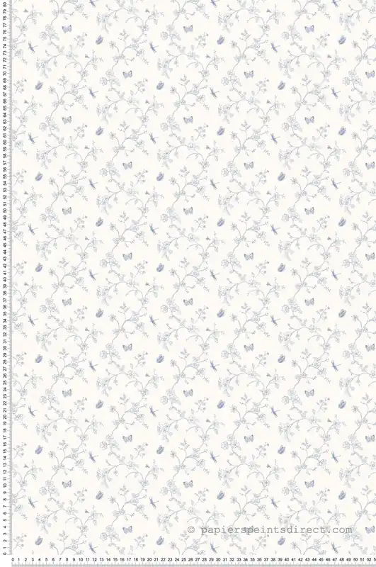 Acheter Direct Papier peint Fleur et papillon bleu - Miniatures de Lutèce Réf. LTC-G67851
