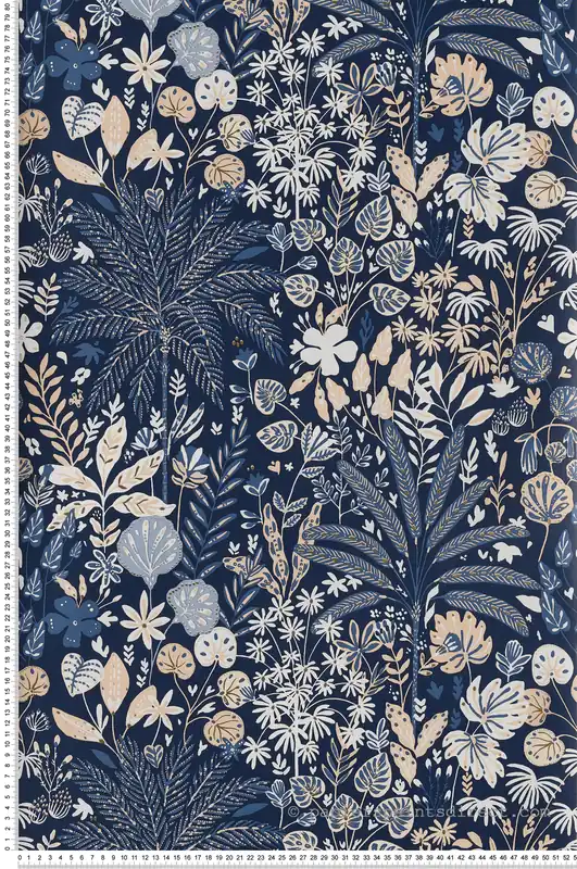 Bon Marché Papier peint jungle tropicale Hope bleu nuit - Hygge de Casélio HYG100596913
