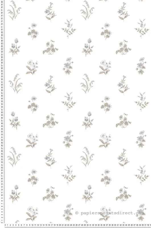 Bon Plan Papier peint Fleurs champêtres gris/beige - Style Cuisine 3 de Lutèce Réf. LTC-KE29934