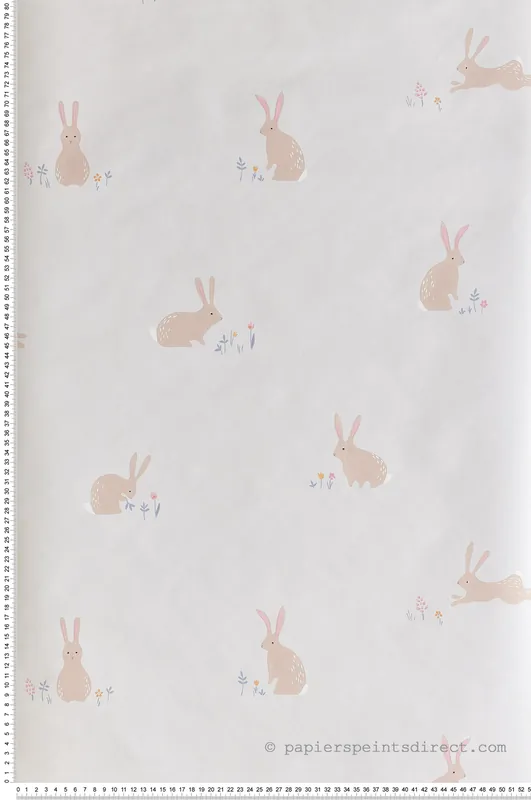Papier peint enfant Lapins fond gris - Happy Dreams de Casadéco Réf. HPDM82746110 Offre Du Jour